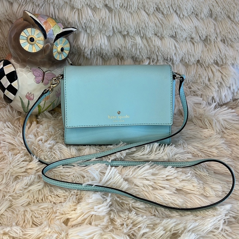 Kate Spade Light (Tiffany) Blue Cedar Street Magnolia Crossbody - Picture 1 of 13